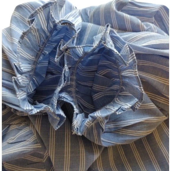 Andree By Unit Top Womens Small Balloon Sleeve Striped Peasant Coastal - Picture 12 of 12